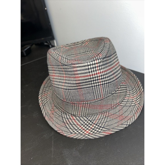Headers Other - Headers Mens Fedora Hat Size Medium Red Gray Black Plaid Polyester Viscose Large